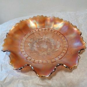 Dugan Vintage CARNIVAL ART GLASS ORANGE DISH